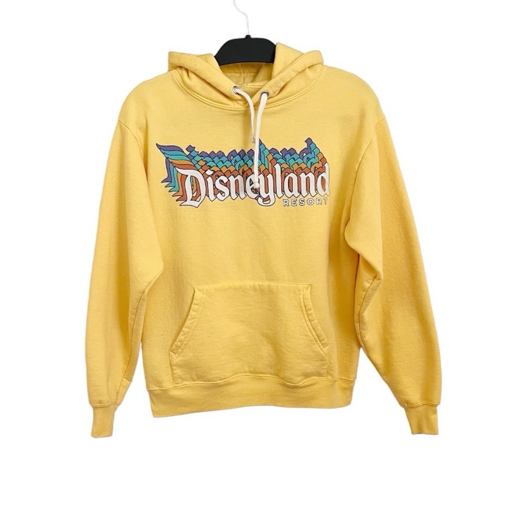 Disneyland Resort Yellow Retro Inspired Graphic Hoodie Sweatshirt Size Small
